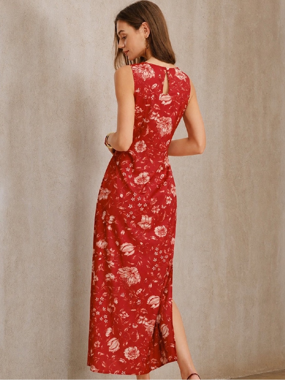 RIHOAS Red Floral Sleeveless Maxi Dress - Picture 4 of 7